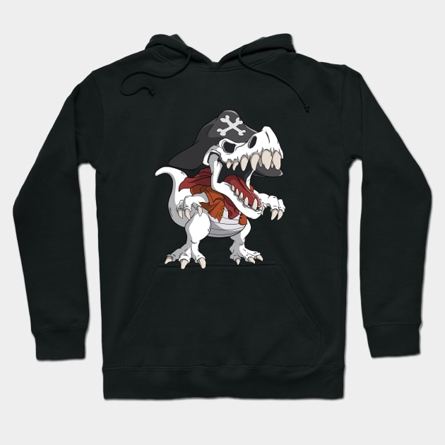 T-Rex In Pirate Costume Dinosaur Kids Hoodie by Foxxy Merch